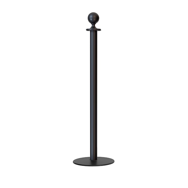 Montour Line Stanchion Post and Rope Flat Base Black Post Ball Top P400-BA-BK - main
